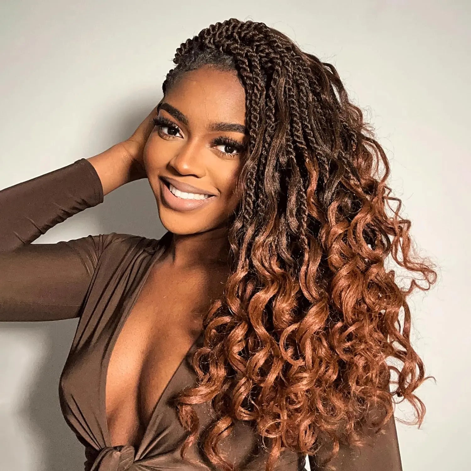 ( US ONLY) FAST SHIPPING ISLAND TWIST | Toyotress® Boho Island Twist Crochet Hair - 8 Packs Short Bob Ombre Brown Boho Havana Twist Crochet Braids Synthetic Braiding Hair Toyotress